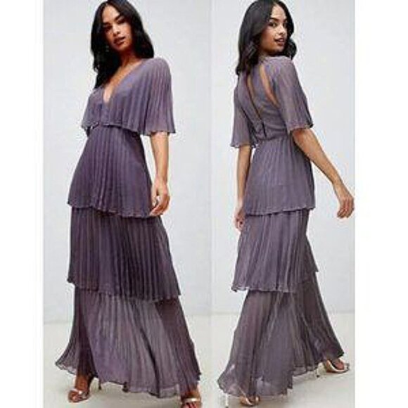 Nordstrom Dresses & Skirts - 💥SPECTACULAR💥 Nordstrom Asos Soft Pleated Tiered Maxi Dress in Gray Lilac